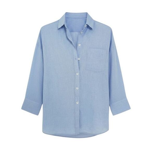 POMANDER PLACE Chambray Adair Boyfriend Shirt Size S NWT Retail $98 Tuckernuck - Picture 7 of 7